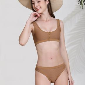 Brown Rib Bikini Set 