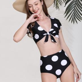 Black / White Dots Top and High Waist Bottom 